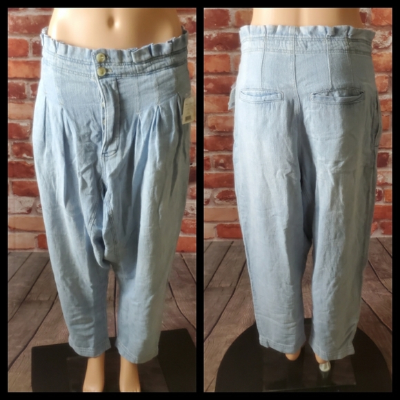 Free People Mover Shaker Paper Bag Jeans Sz 8/10 - Picture 4 of 5